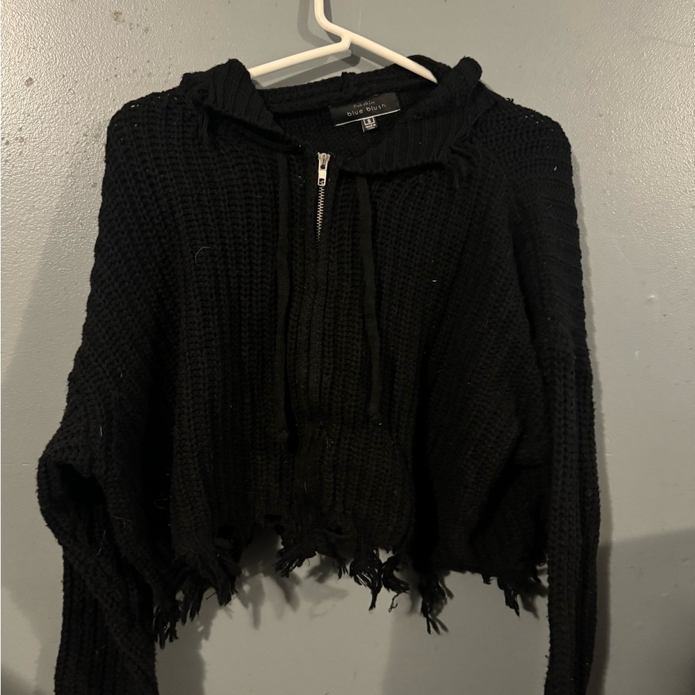Wild Fable Black Distressed Cropped Cardigan